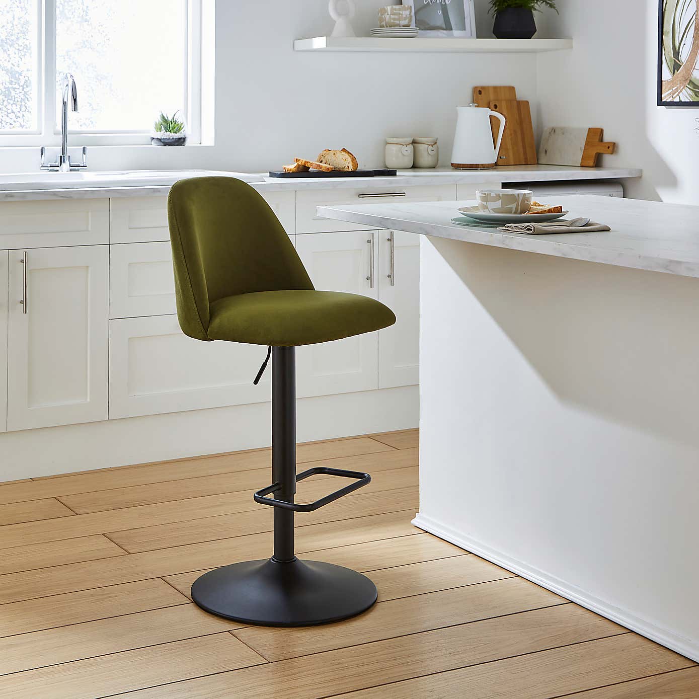 Delaney Adjustable Height Barstool, Velvet