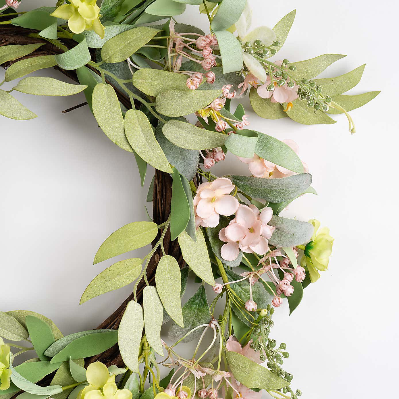 Artificial Pink & Green Hydrangea Wreath