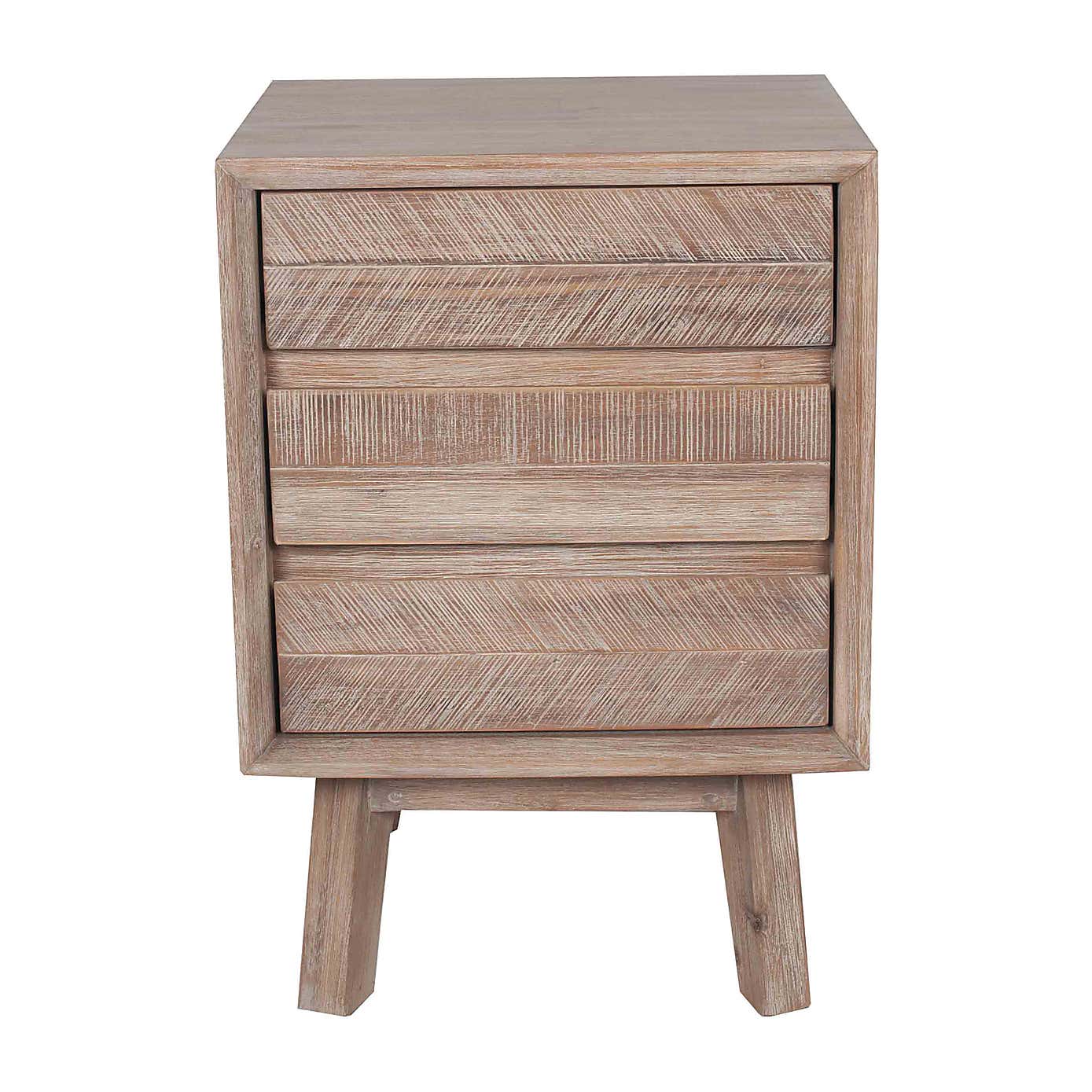 Pacific Kalmar 3 Drawer Bedside Table, Natural Acacia