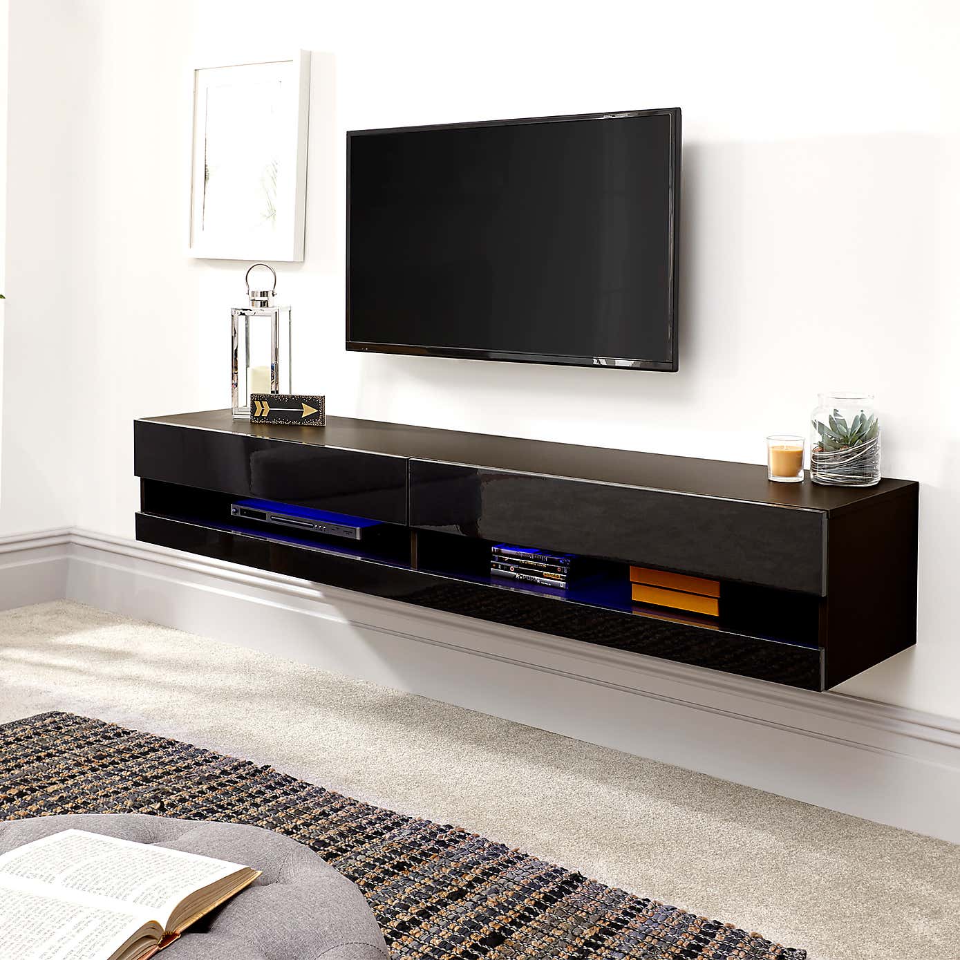 Galicia LED Extra Wide Floating Wall TV Unit for TVs up to 80"