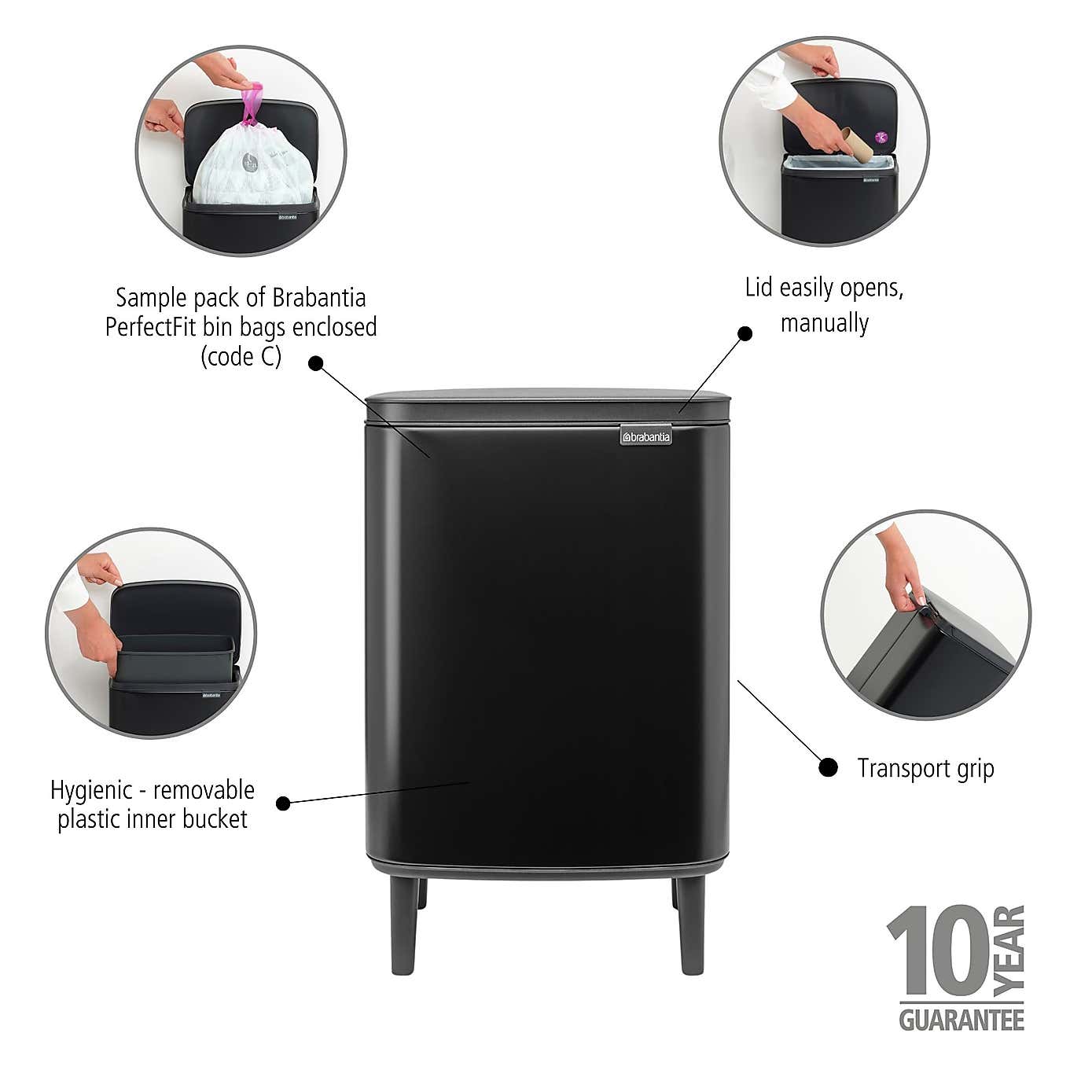 Brabantia Bo 12L Waste Bin Hi