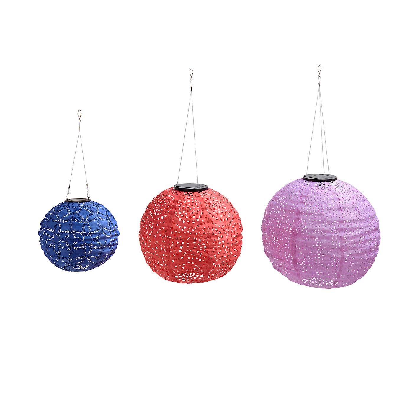 Set of 3 Sophie Robinson LED Solar Hanging Lanterns