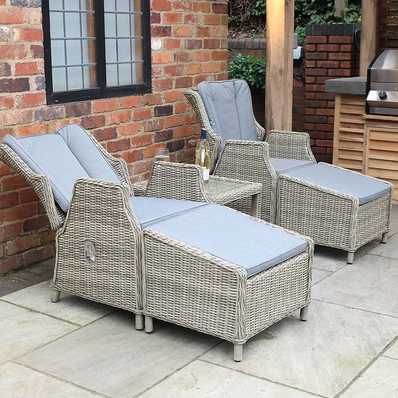 A.Mir Wentworth 5 Piece Deluxe Reclining Outdoor Chair Set