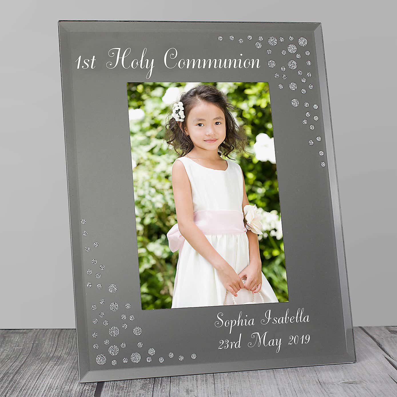 Personalised Classic Diamante Glass Portrait Photo Frame