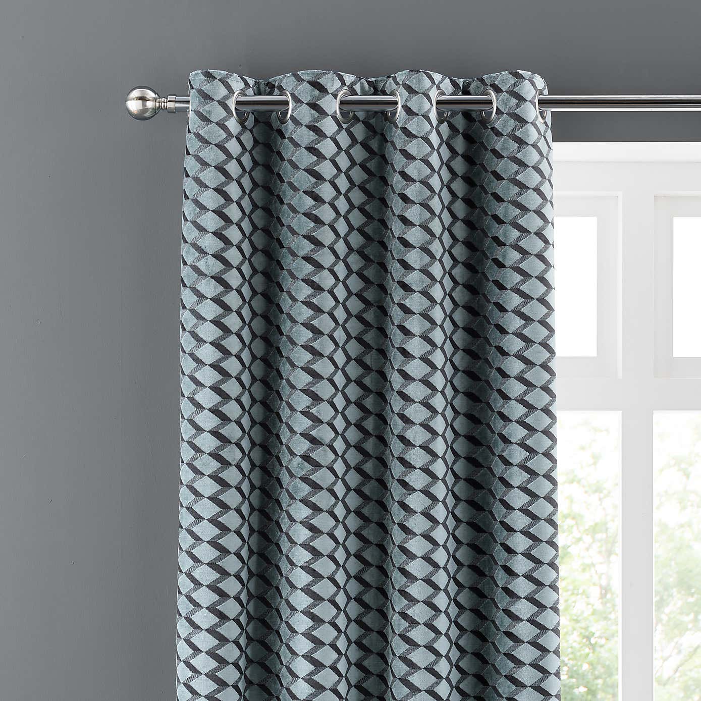 Arbour Cut Velvet Eyelet Curtains
