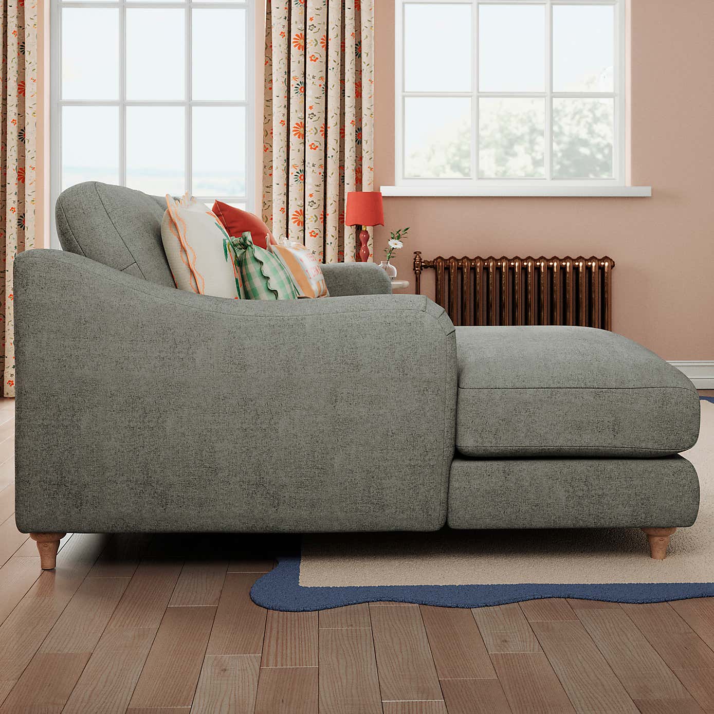 Hattie Tonal Plush Chenille Corner Chaise Sofa