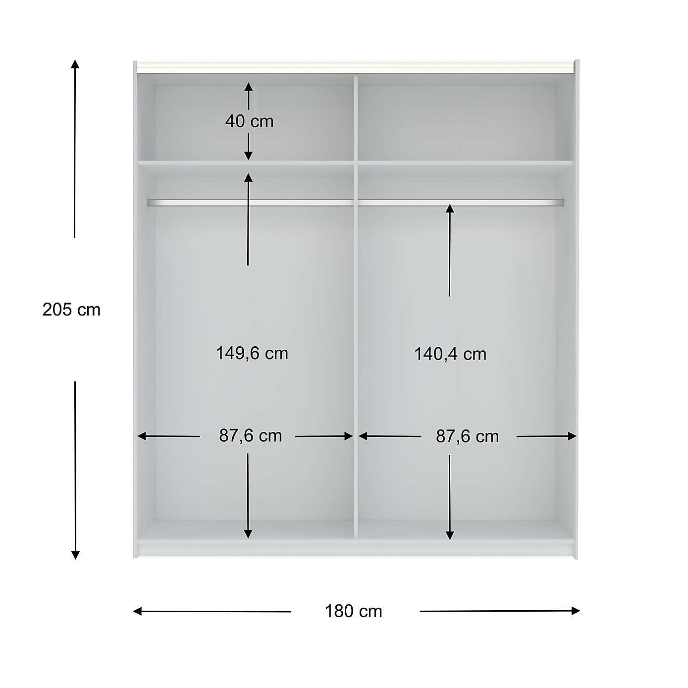 Norland Anthracite 2 Door Sliding Full Mirrored Wardrobe