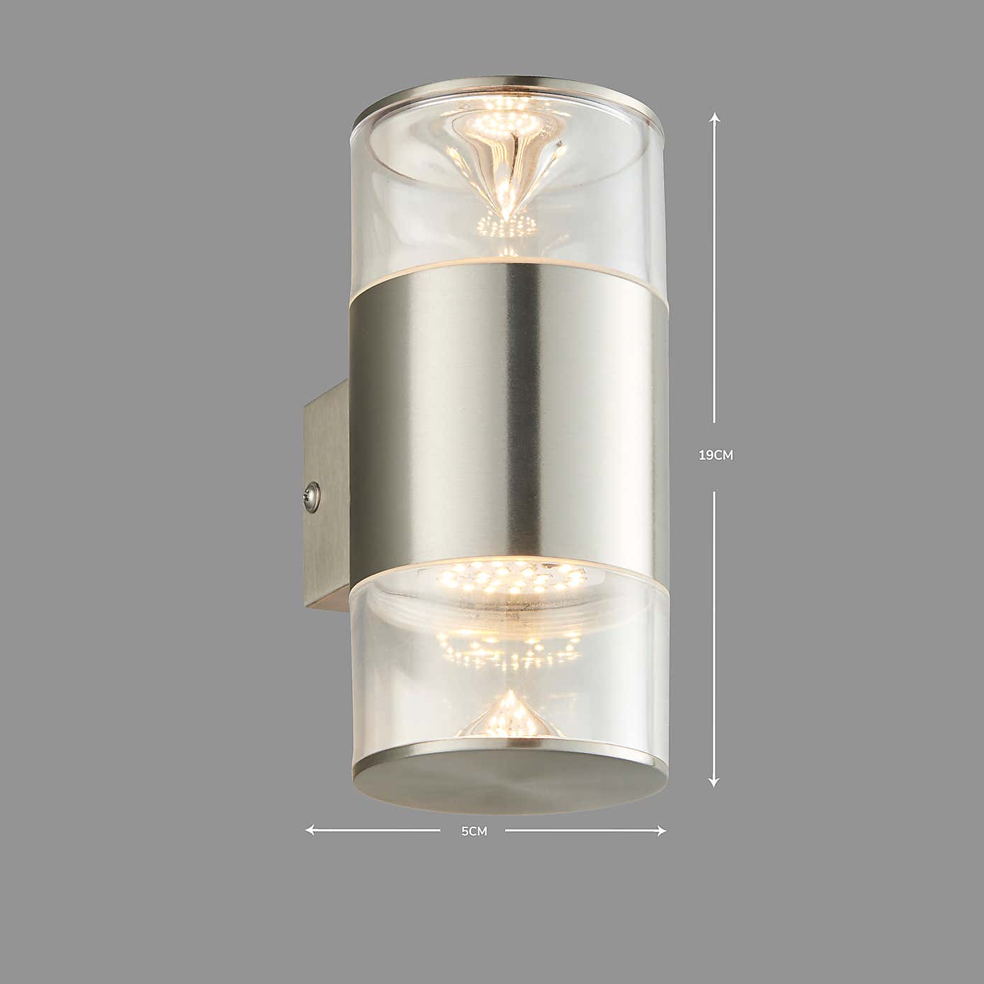 Aden 2 Light Steel Outdoor Wall Light