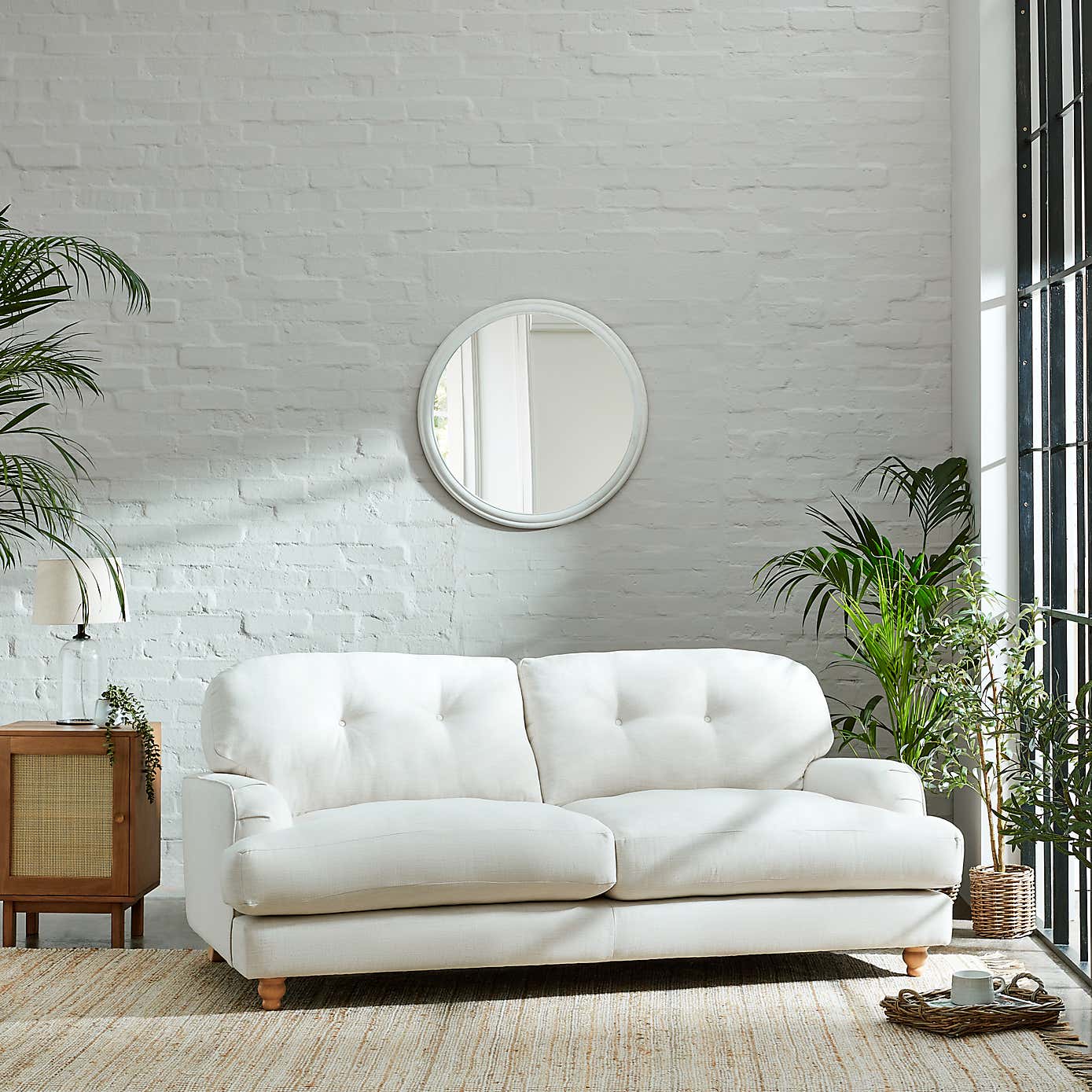 Martha Faux Linen 3 Seater Sofa Natural