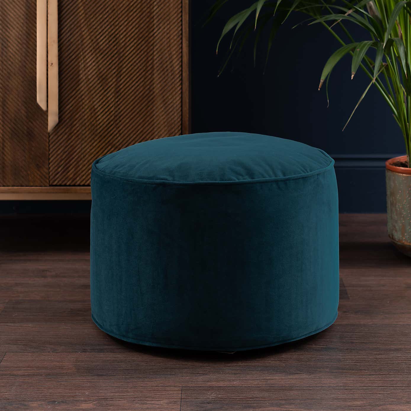 Eliza Velvet Old Gold Pouffe