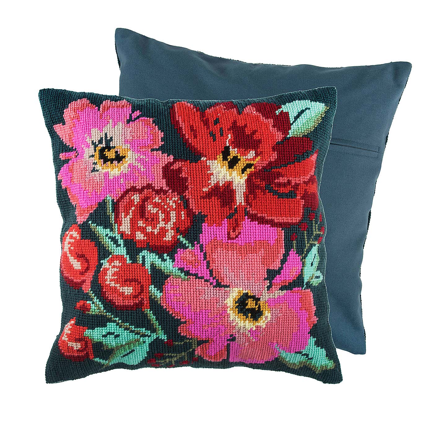 Half Cross Stitch Kit Cushion Painted Flower
