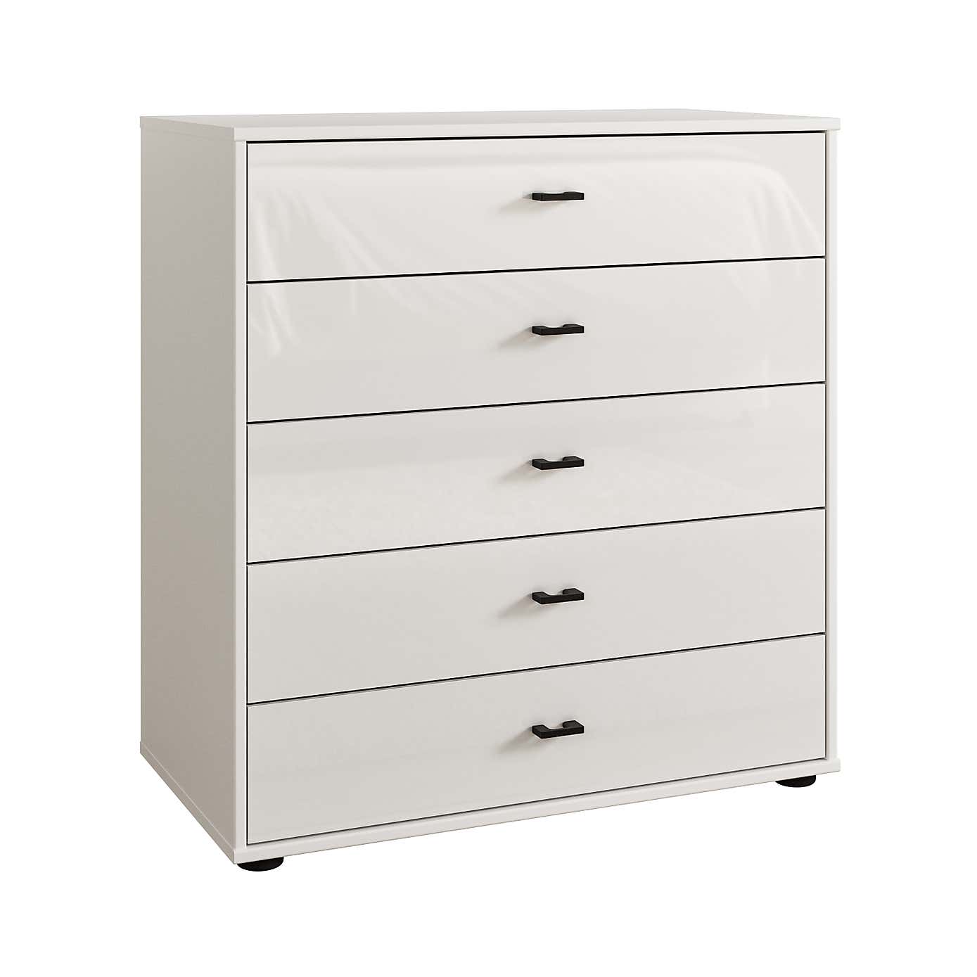 Kahla Glass Fronted Large 5 Drawer Chest