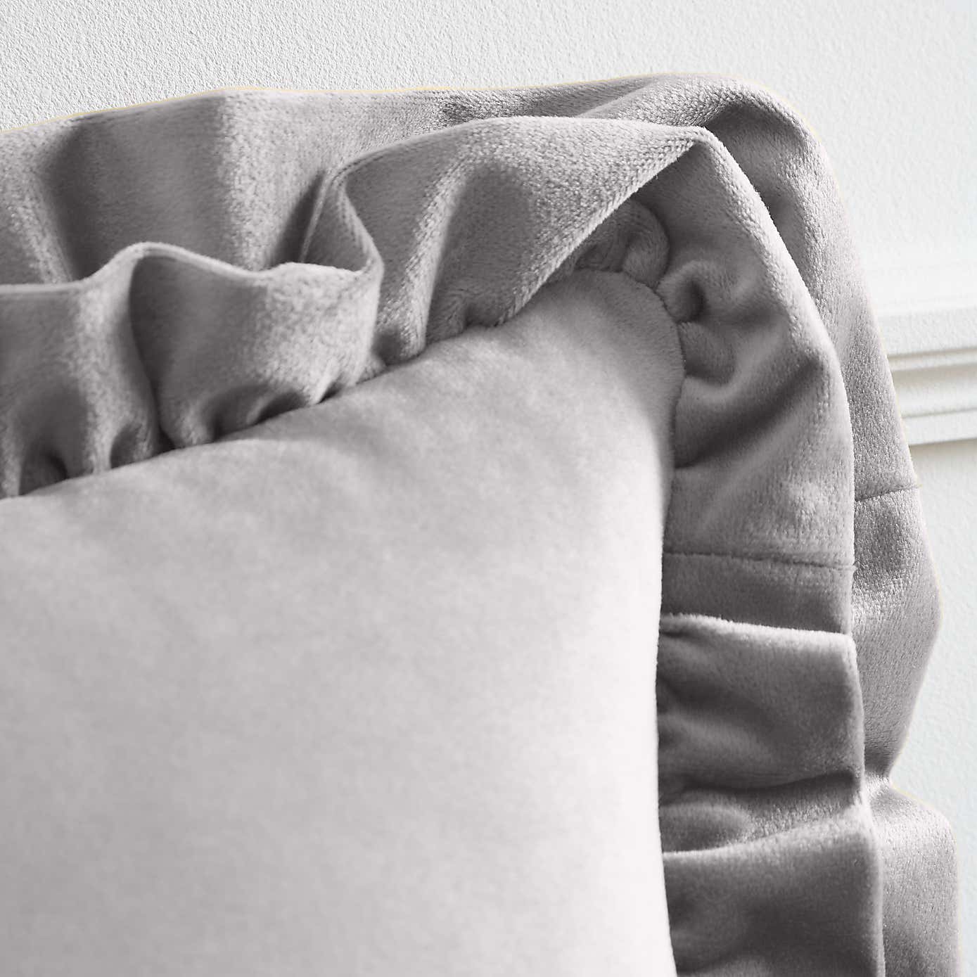 Catherine Lansfield So Soft Velvet Touch Double Frill Square Cushion