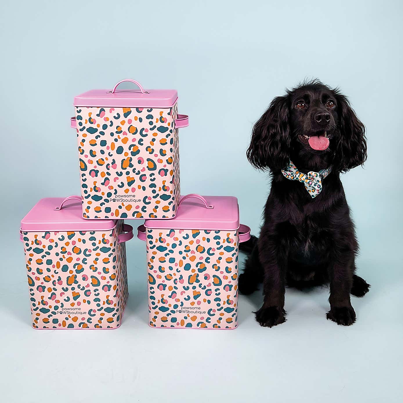 Pink Leopard Storage Tin with Scoop