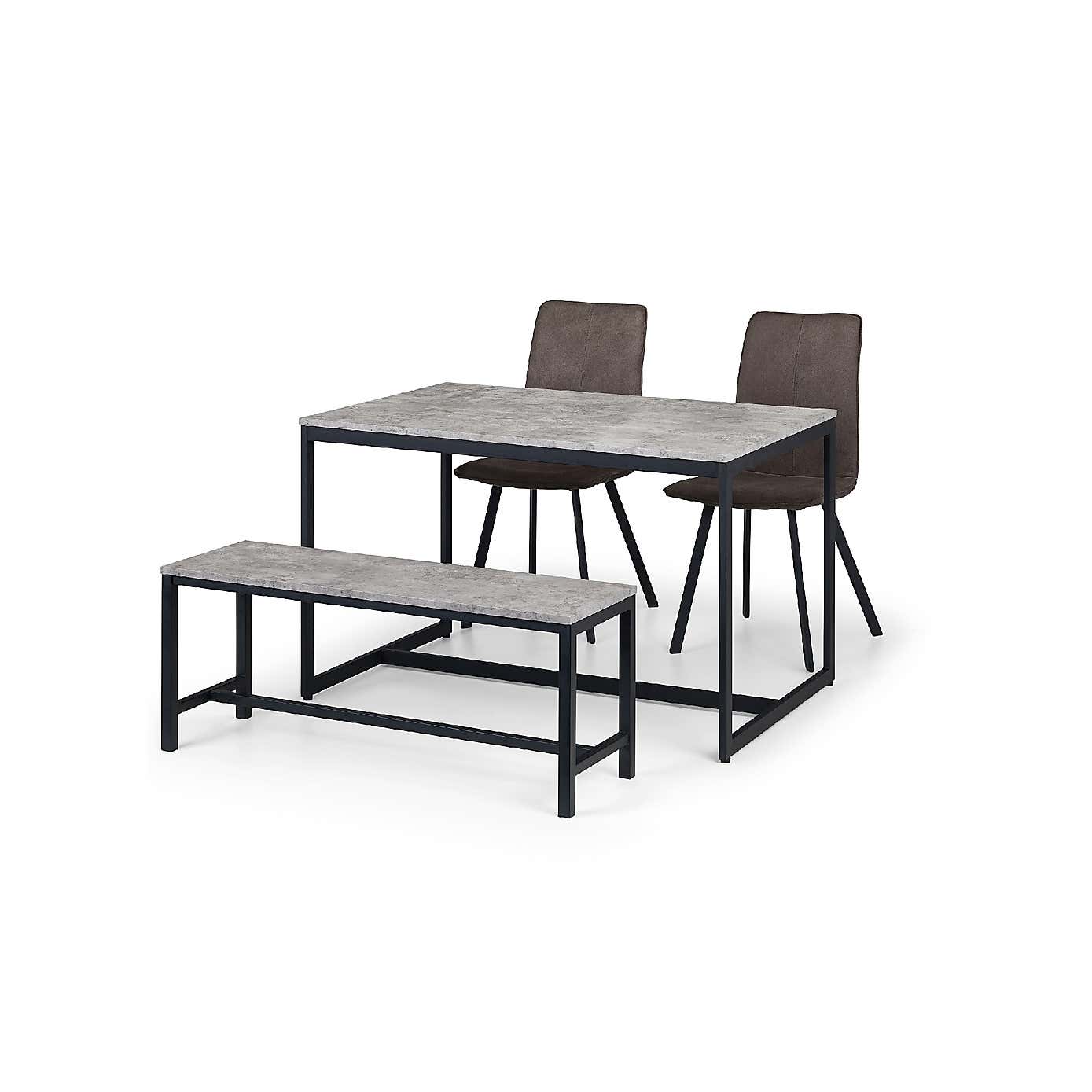 Staten Rectangular Dining Table with 1 Bench and 2 Monroe Chairs