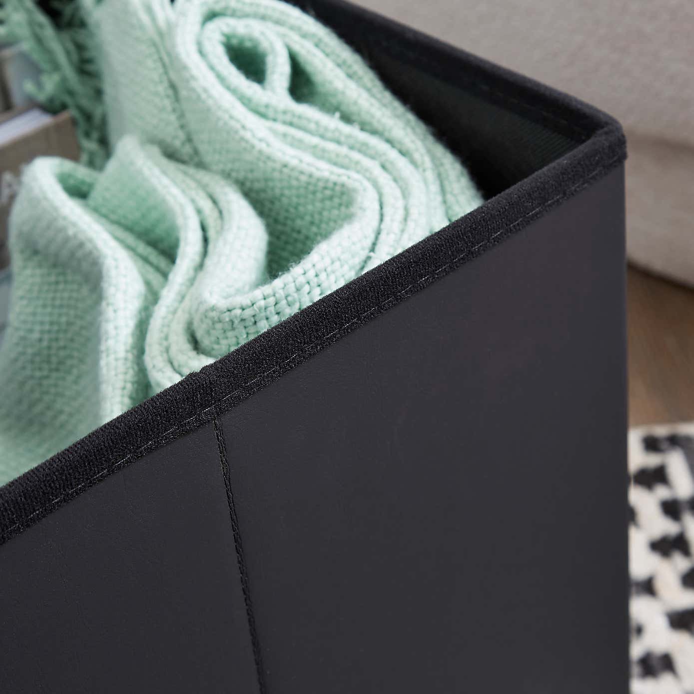 Foldable Black Cube Ottoman