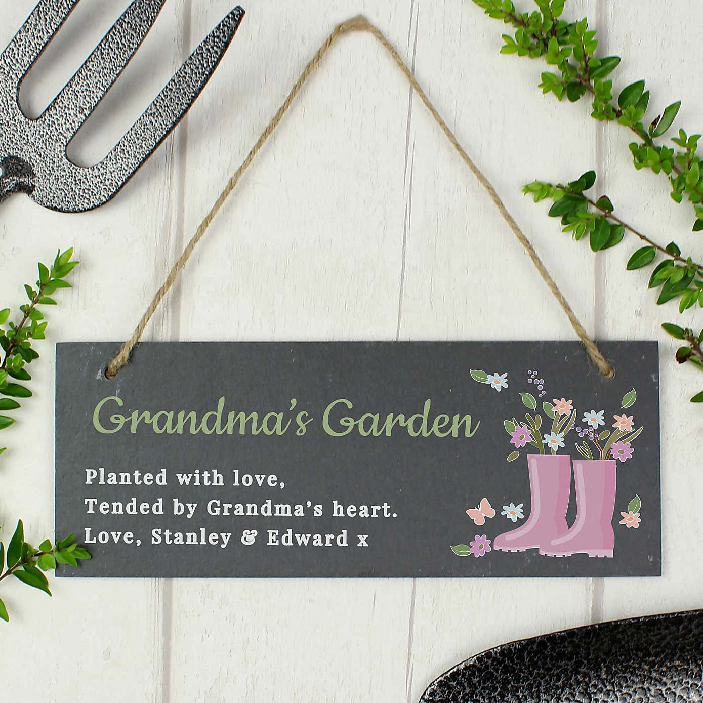 Personalised Floral Garden Slate Sign
