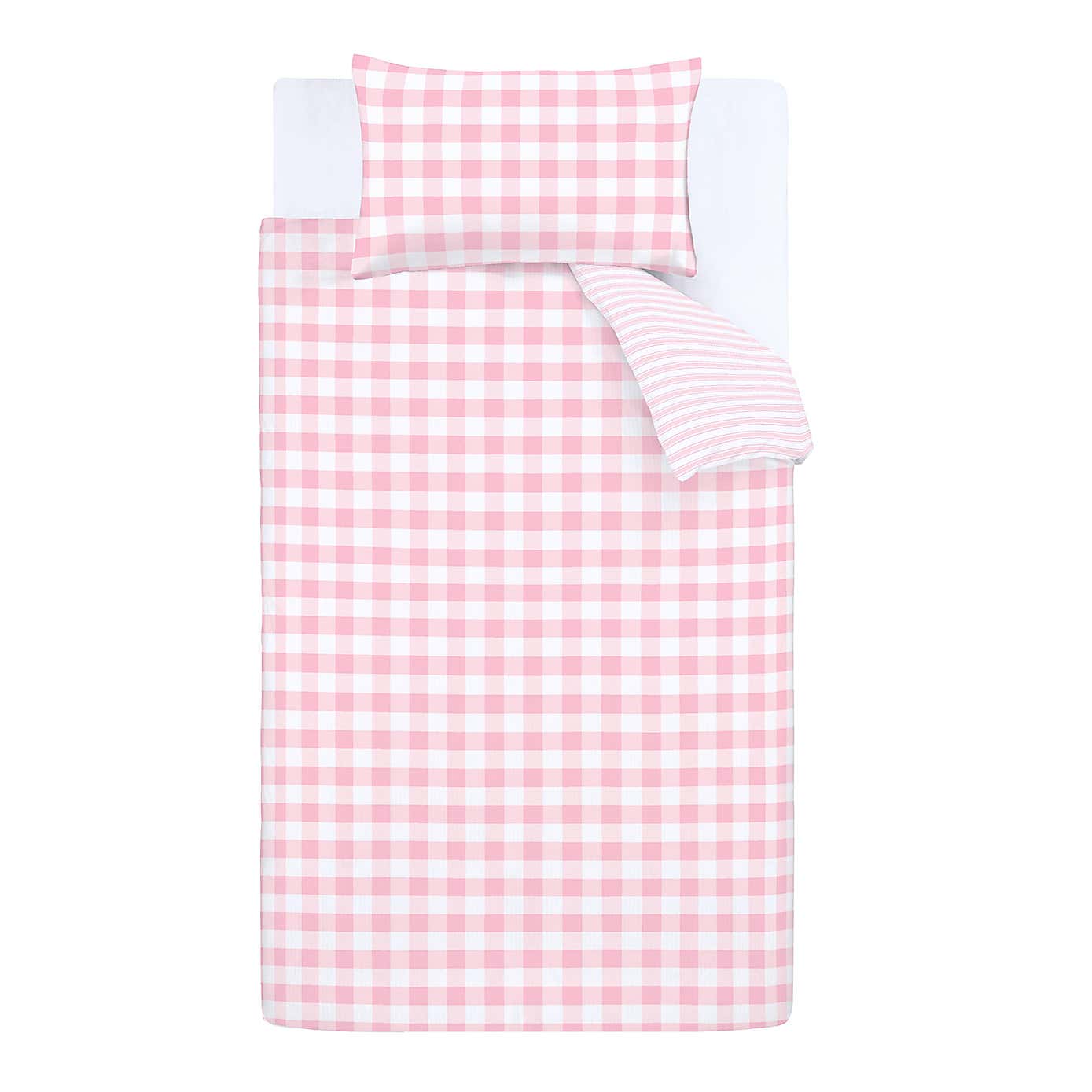 Bianca Check And Stripe 100% Cotton Duvet Cover and Pillowcase Set