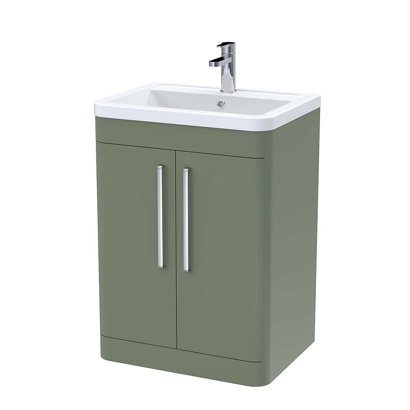 Parade Floor Standing 2 Door Vanity Unit with Ceramic Basin