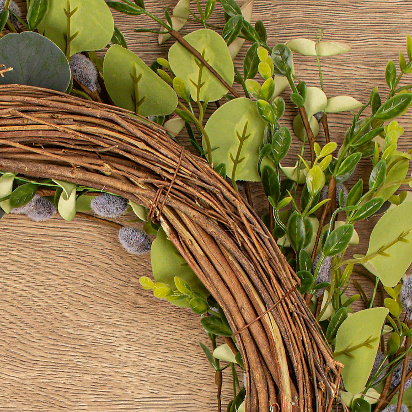 Artificial Eucalyptus Foliage and Pussy Willow Wreath