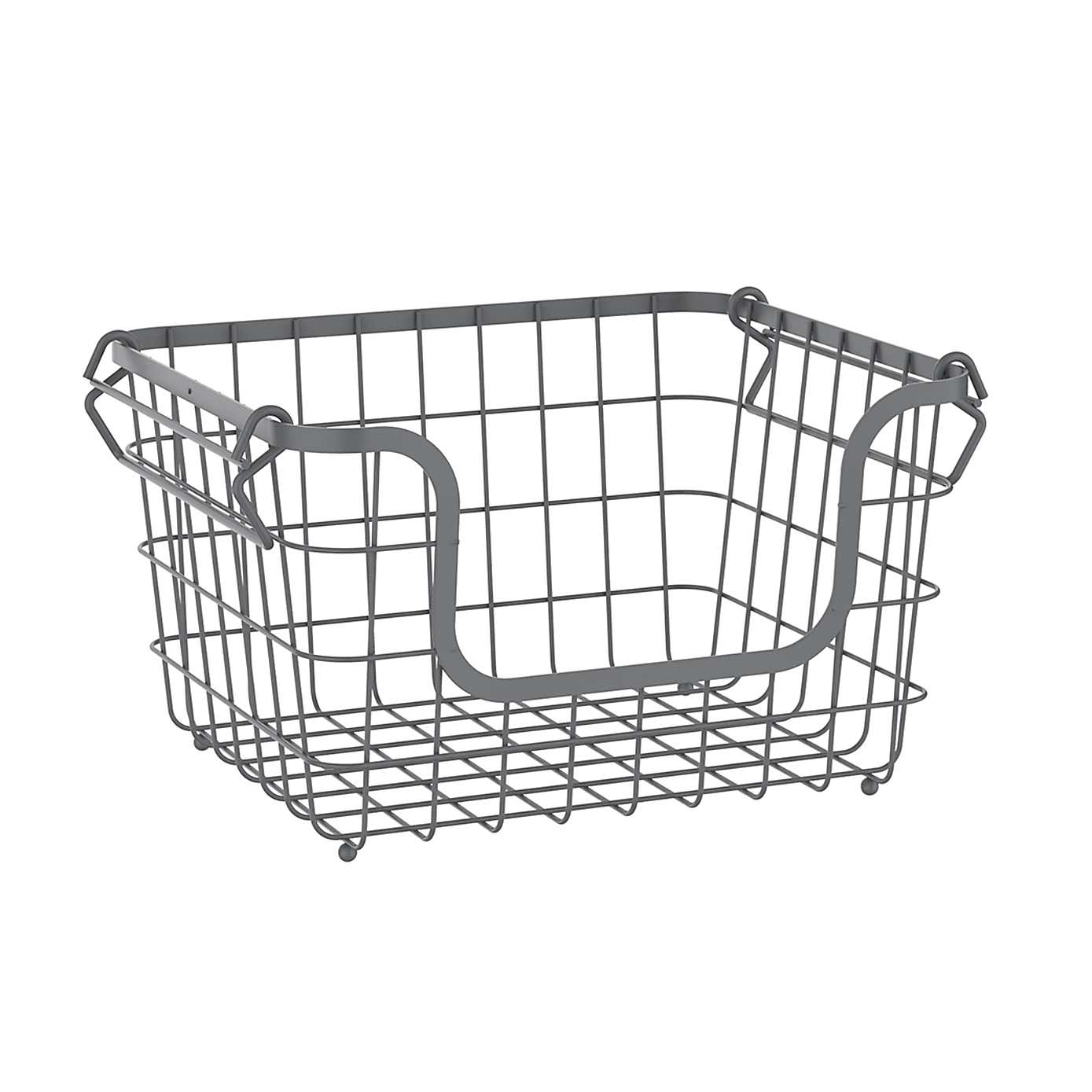 Grey Stackable Wire Basket