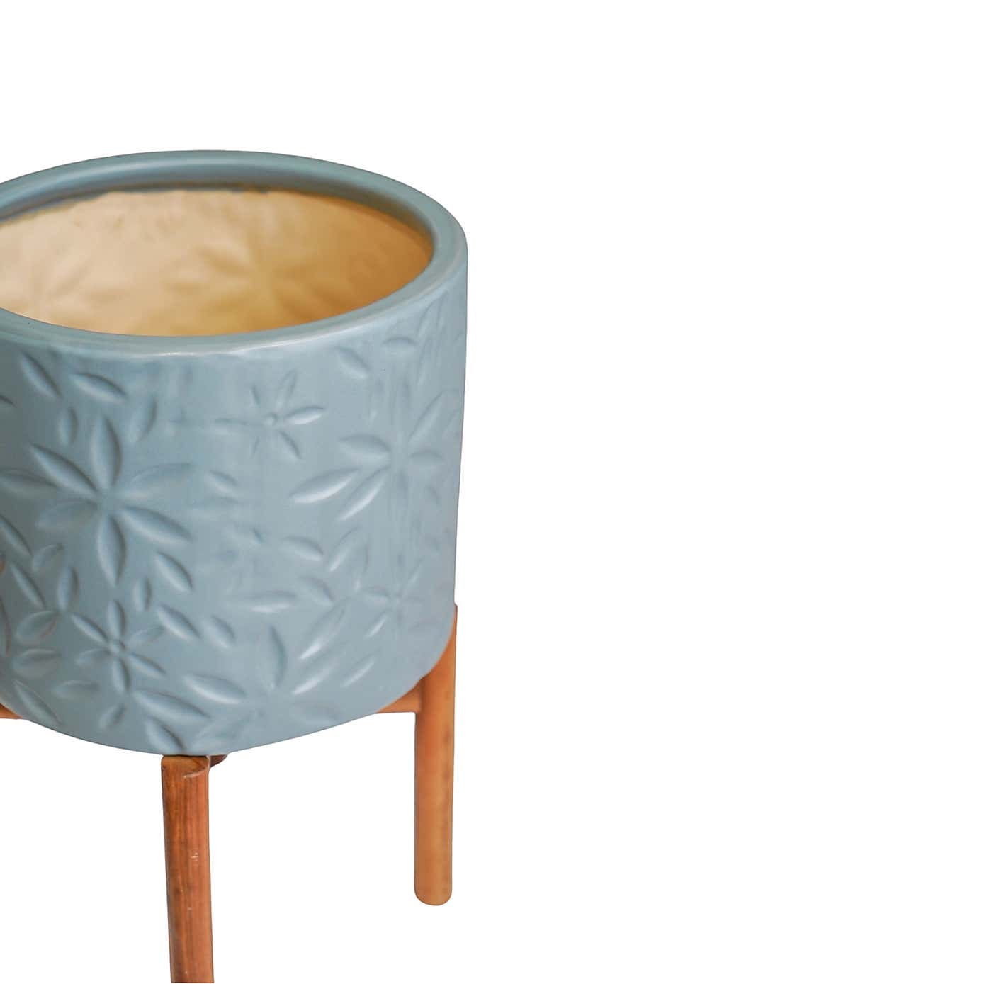 Aspen Flower Ceramic Plant Pot with Stand