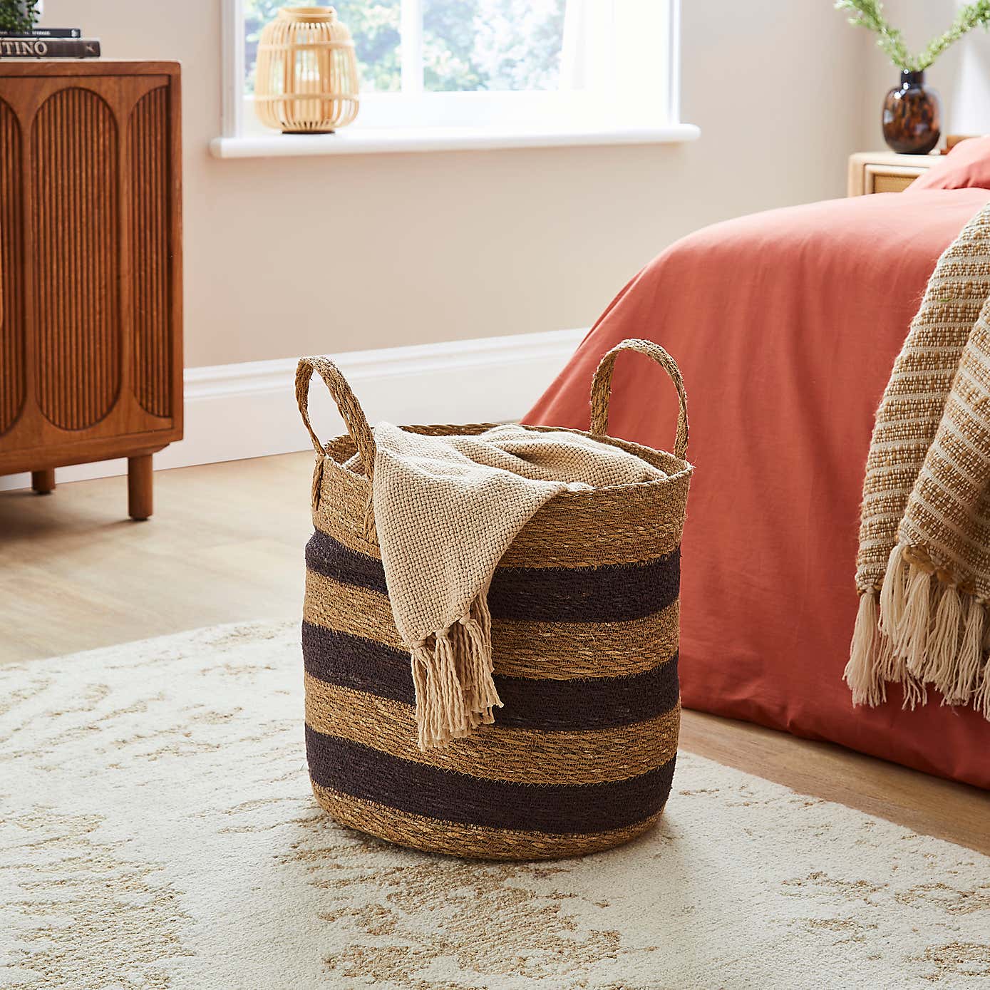 Medium Striped Seagrass Basket