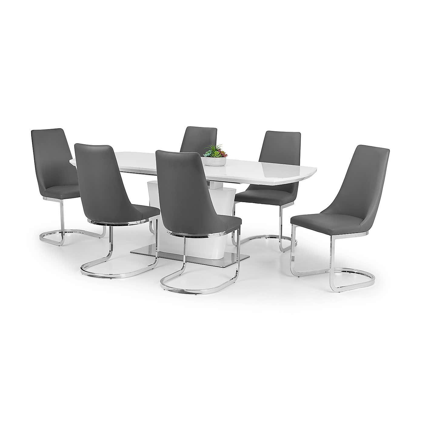 Como Set of 2 Dining Chairs Grey PU Leather