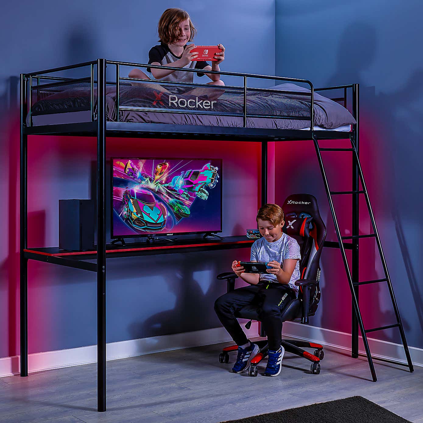 X Rocker HQ High Sleeper Gaming Bed with Desk