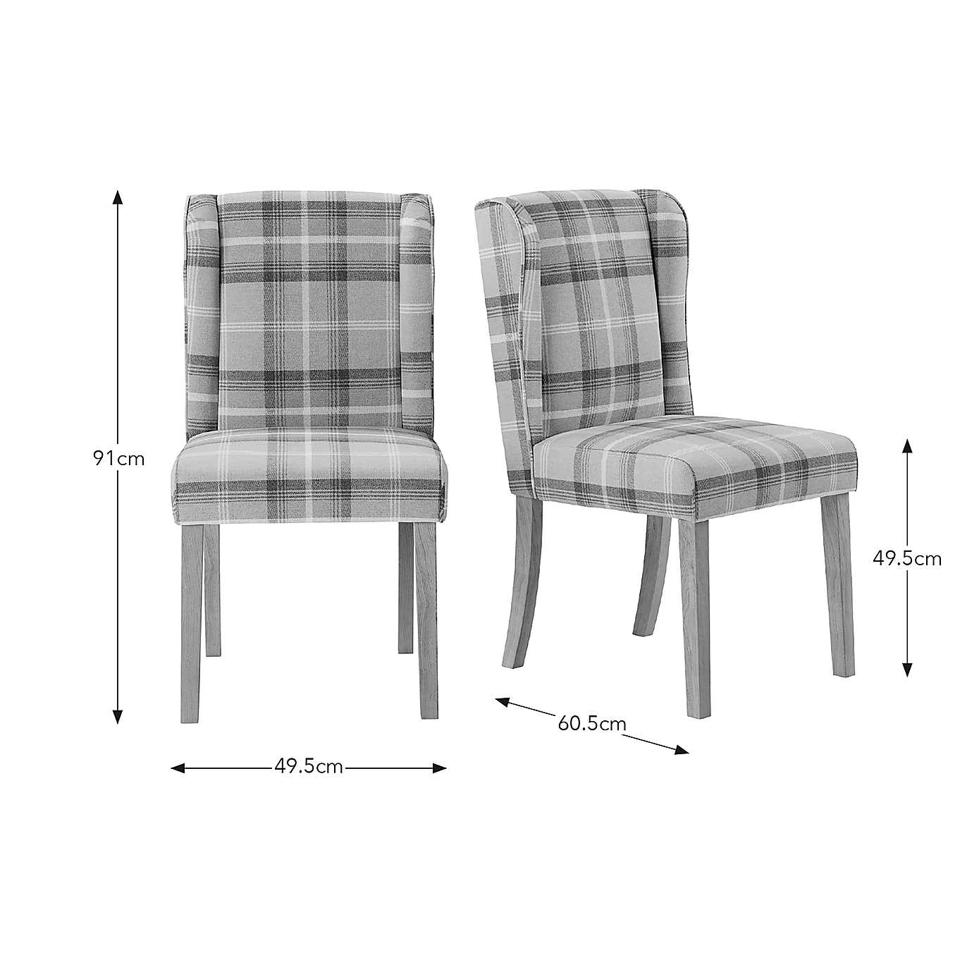 Oswald Set of 2 Country Check Dining Chairs