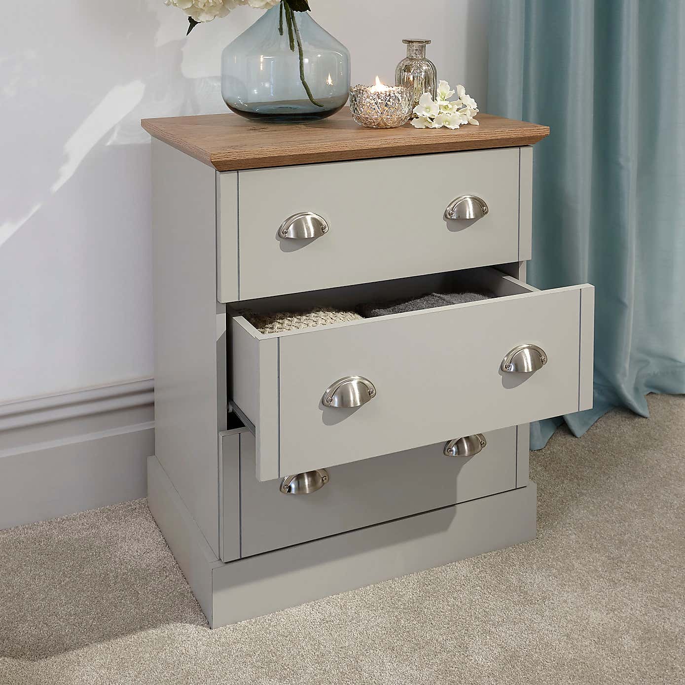 Kendal 3 Drawer Chest, Grey