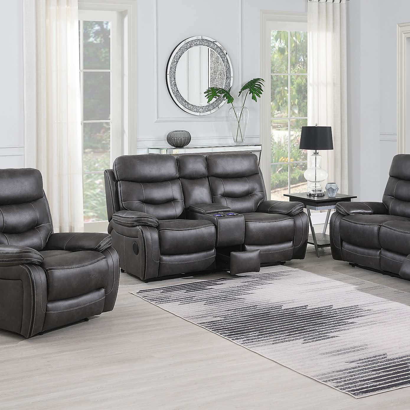 Image Furnishings Noah 2 Seater with Console Tech Recliner Sofa