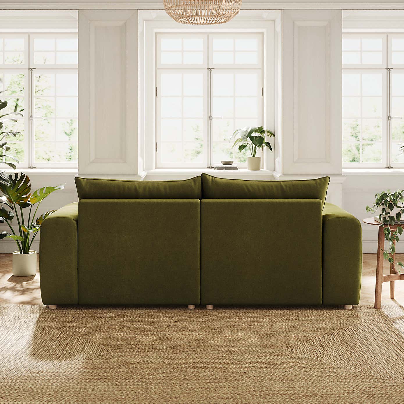 Full Circle Austin Luxury Velvet 4 Seater Sofa, Olive