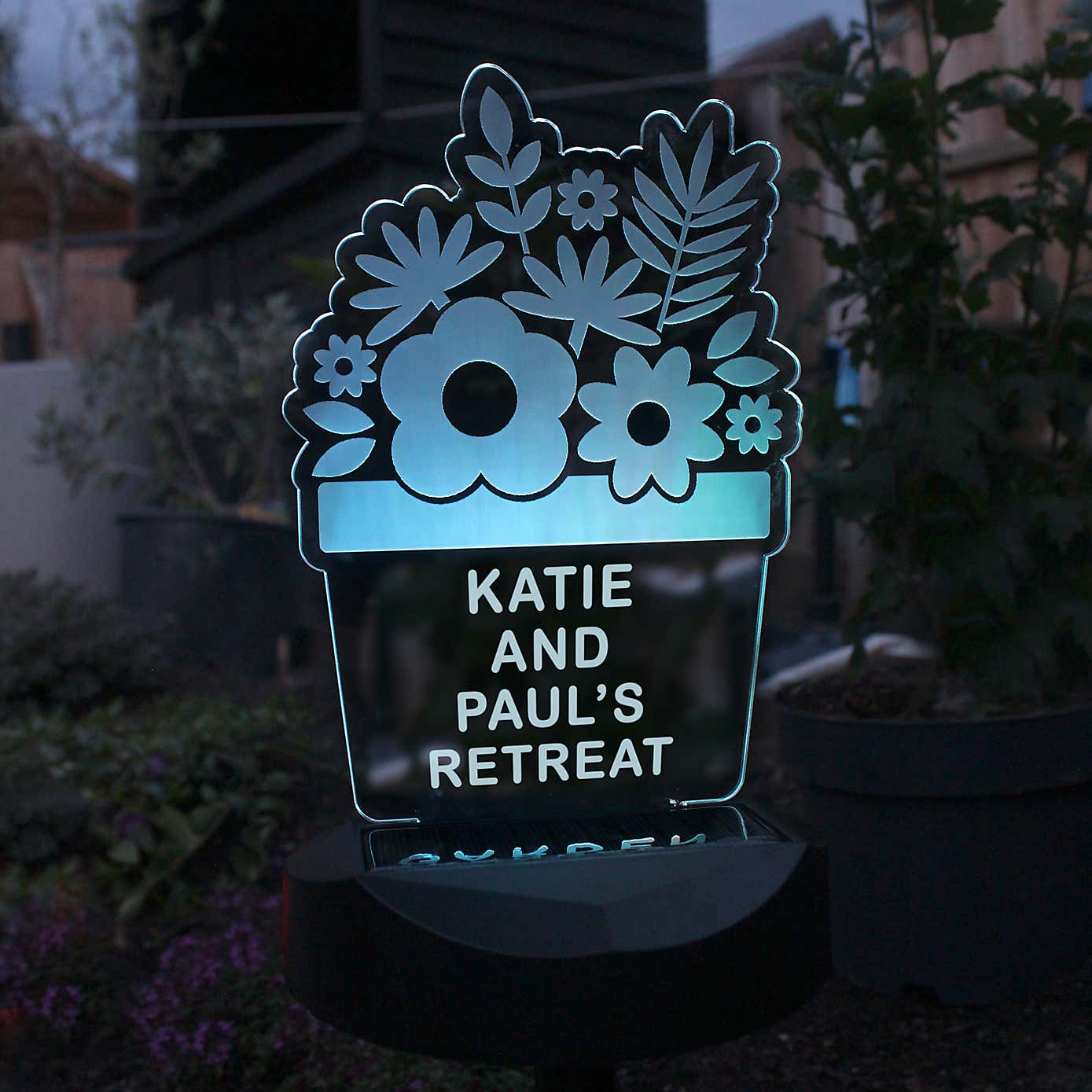 Personalised Plant Pot Outdoor Solar LED Light