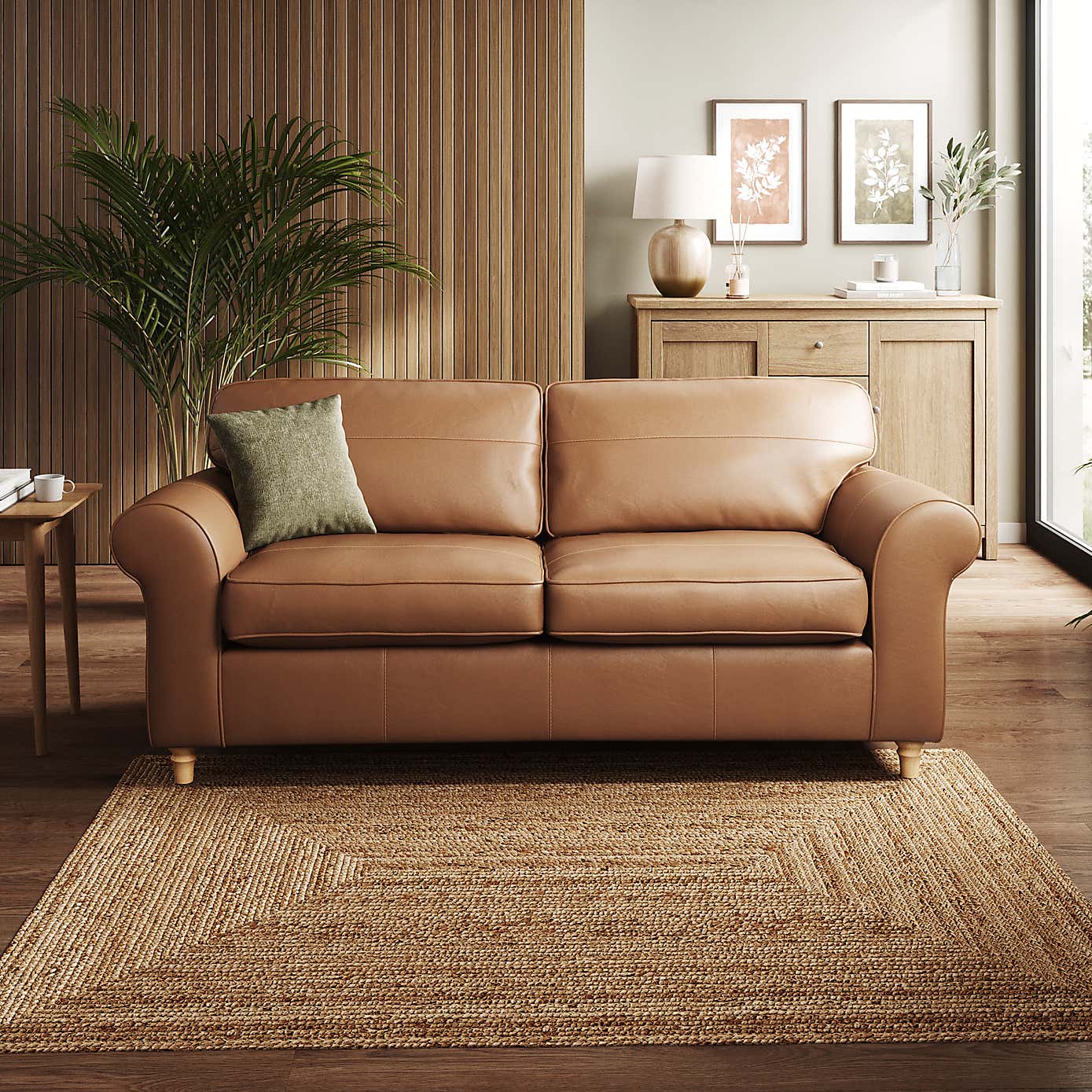 Flori Classic Leather 3 Seater Sofa