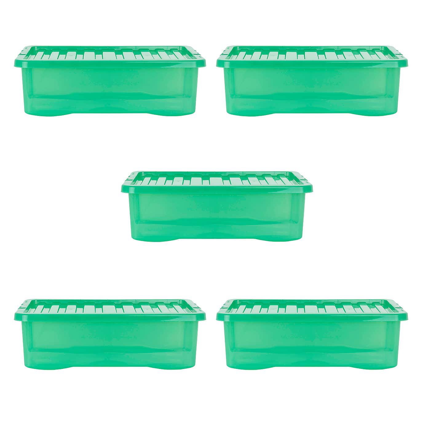 Wham Crystal Set of 5 Underbed Boxes & Lids, 32L
