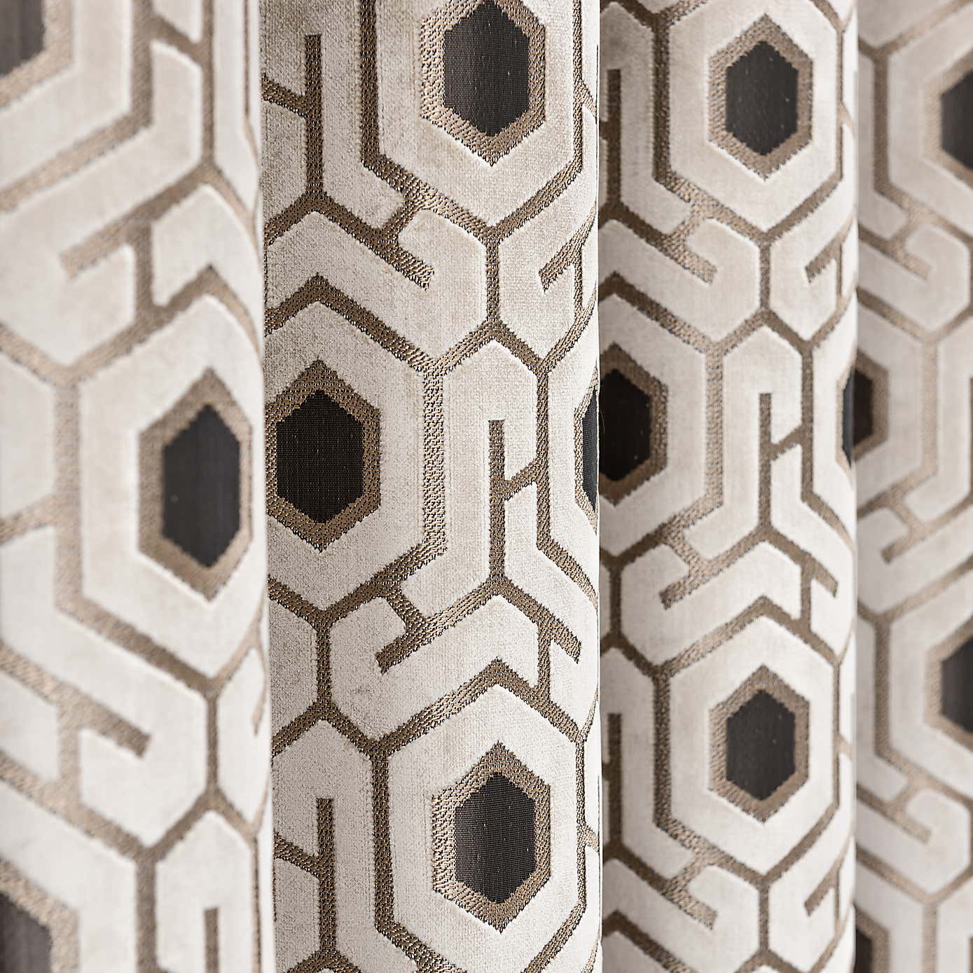 Geo Cut Velvet Eyelet Curtains