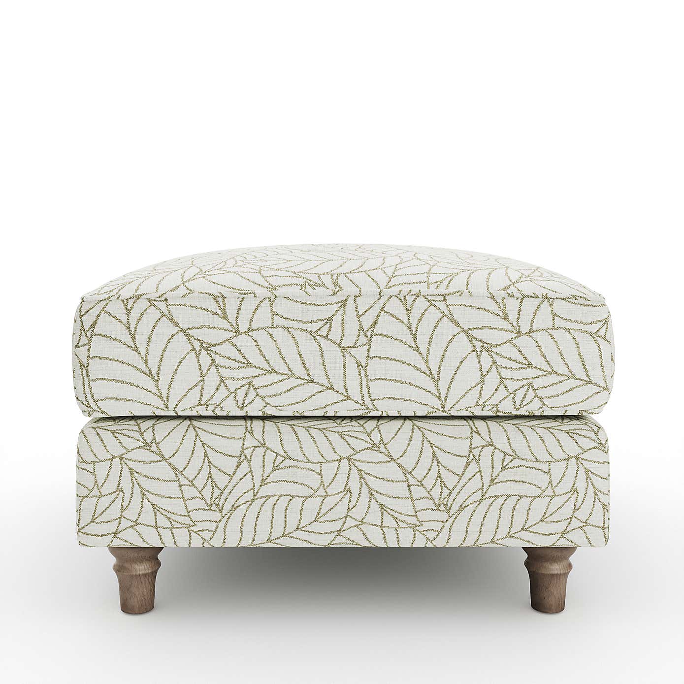 Flori Footstool, Leaf Print Fabric