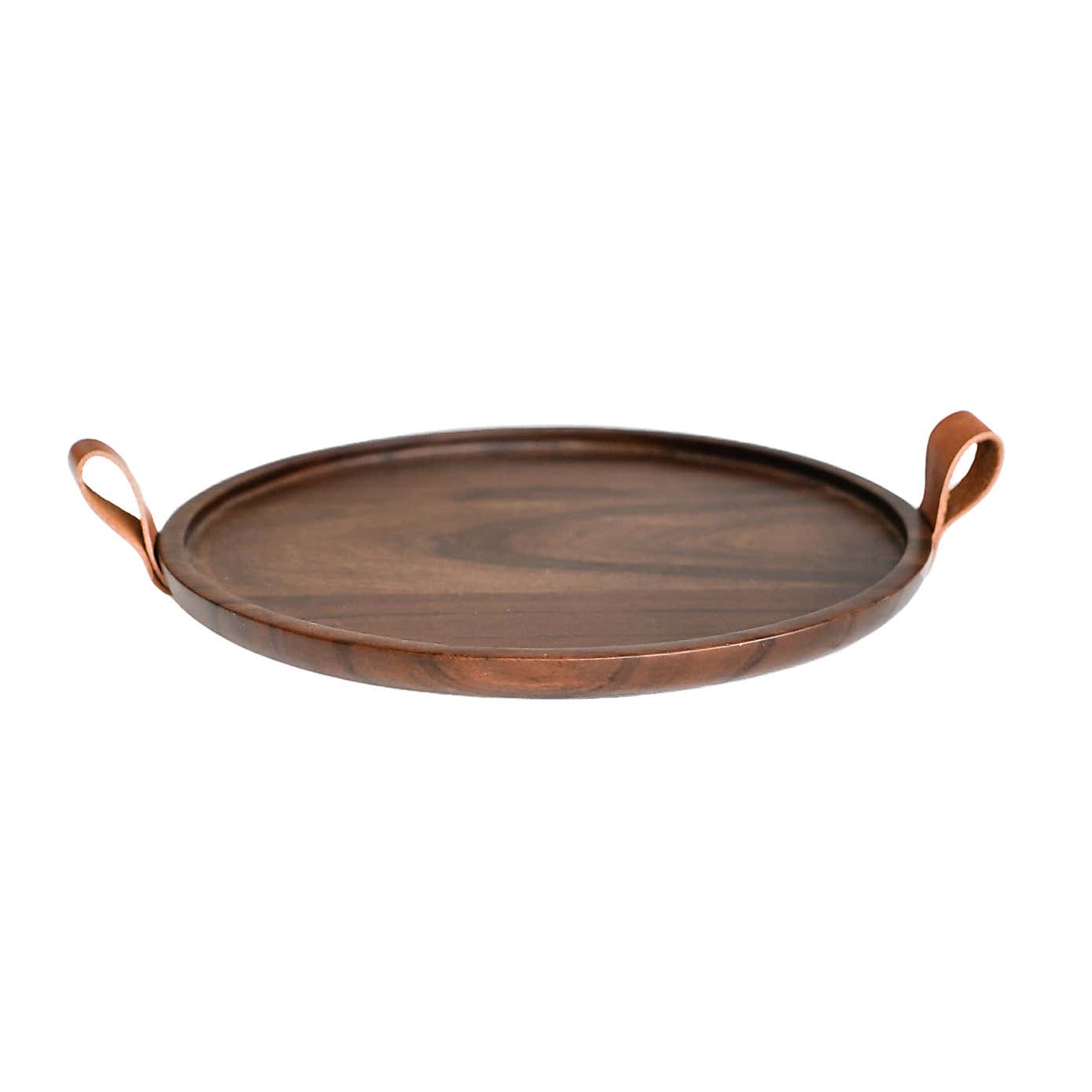 Harvey Walnut Wooden Round Candle Tray