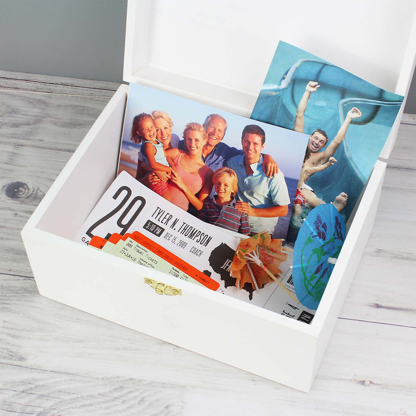 Personalised Fresh Botanical White Wooden Keepsake Box