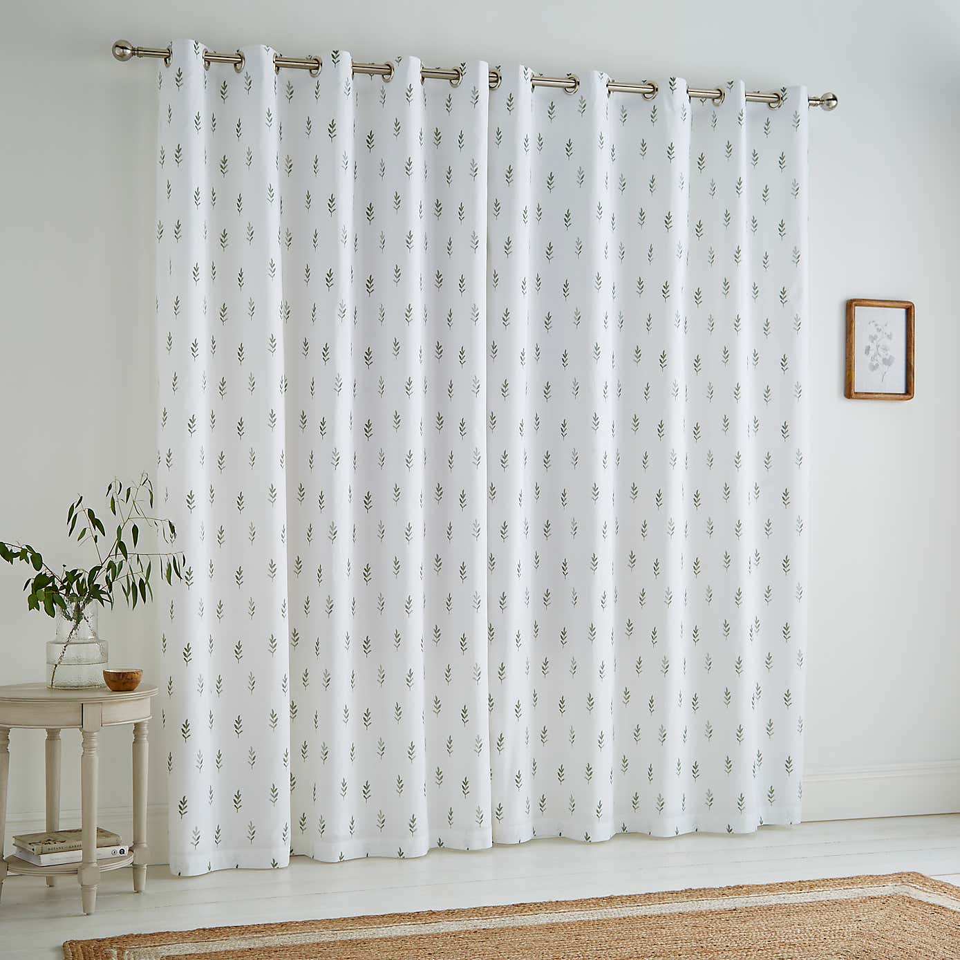 Harper Stem Floral Cotton Blackout Eyelet Curtains