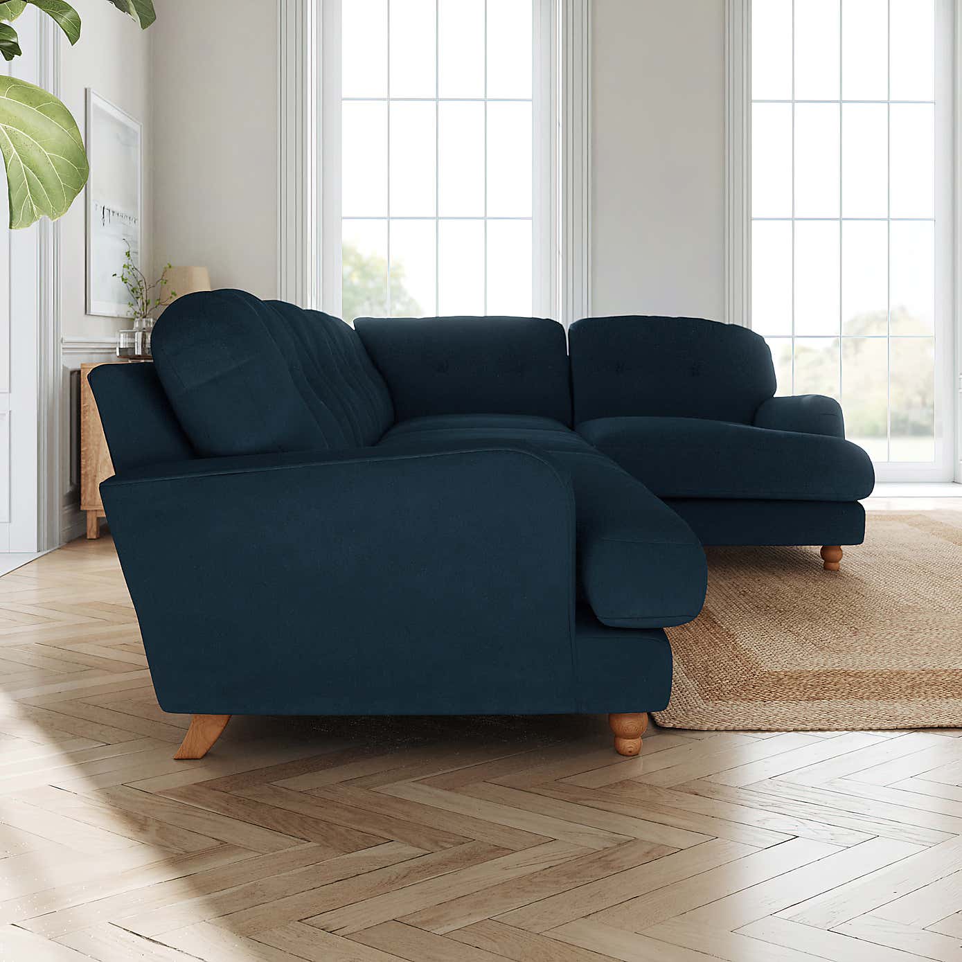 Martha Matte Plush Velvet Full Corner Sofa