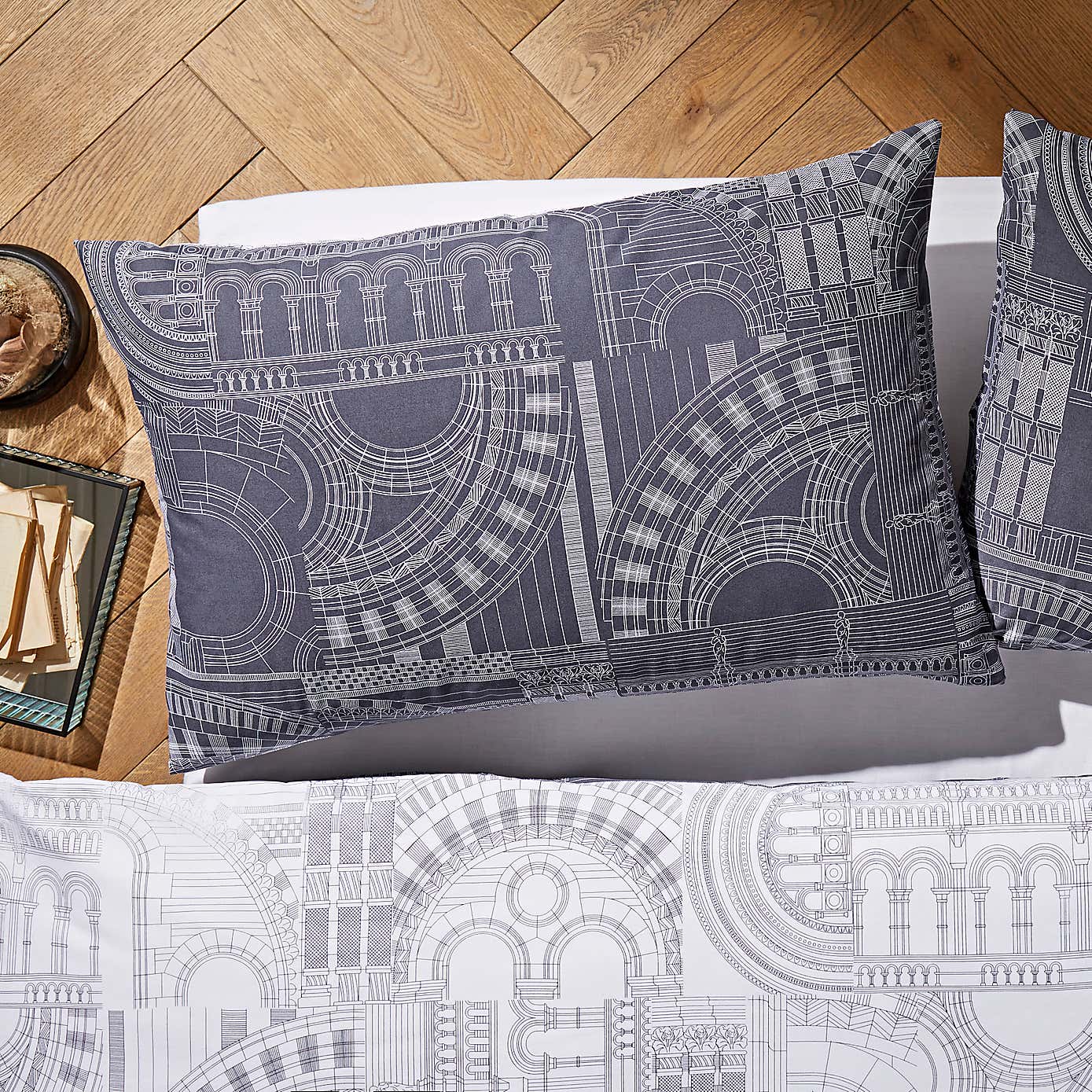 NHM Waterhouse Charcoal Duvet Cover and Pillowcase Set