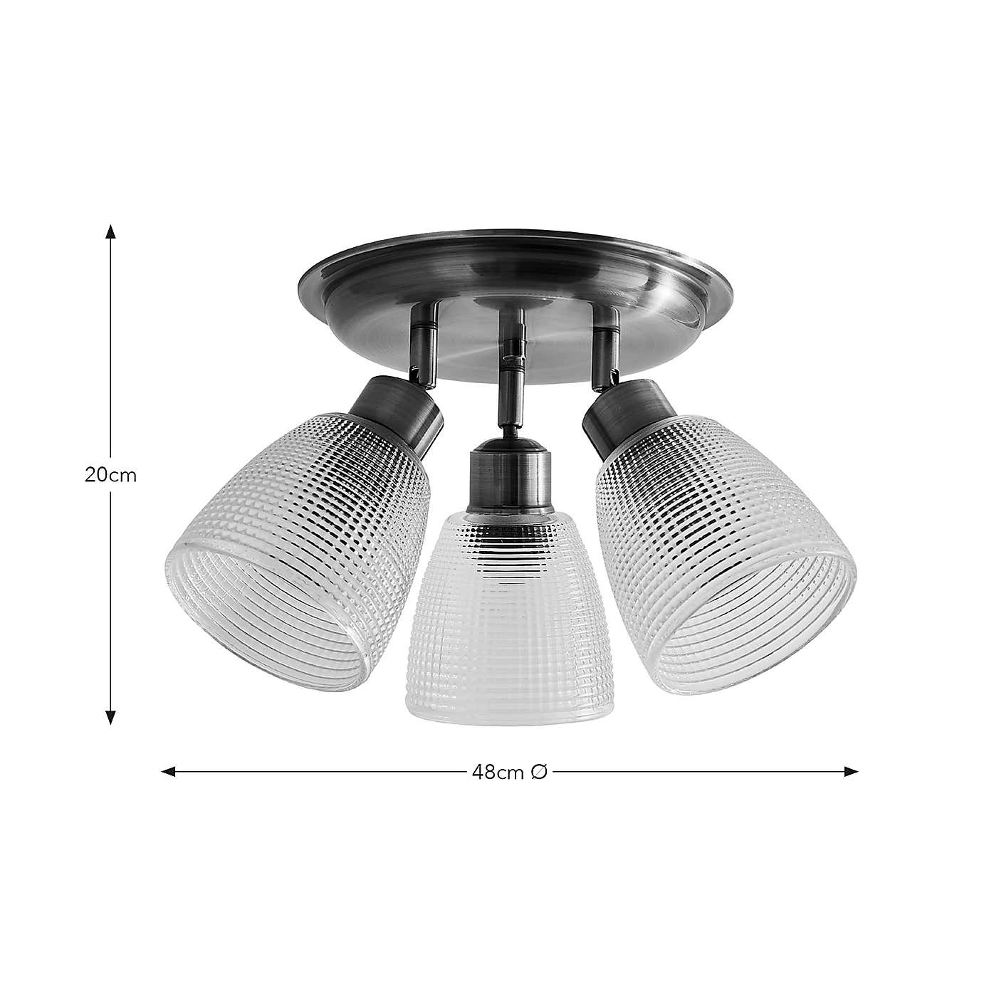 Kibworth Ribbed 3 Light Adjustable Spotlight