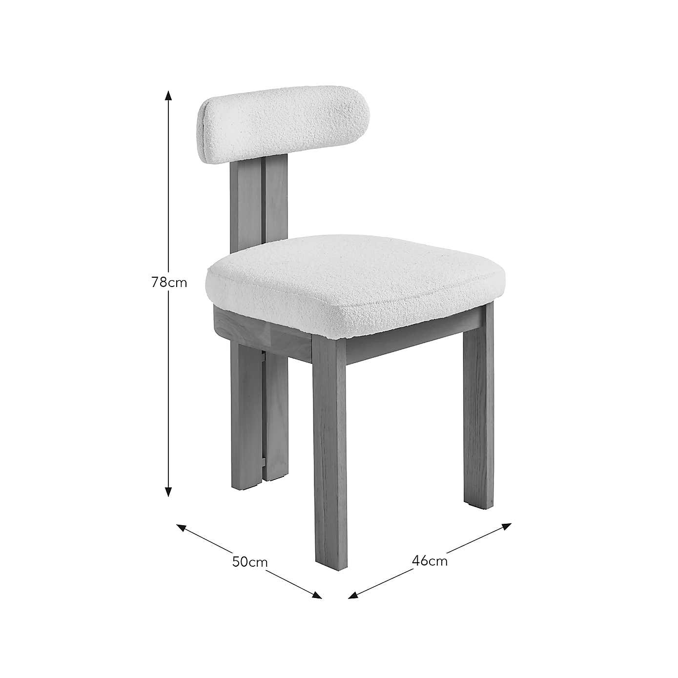 Lovato Dining Chair Stained Oak, Ivory Boucle