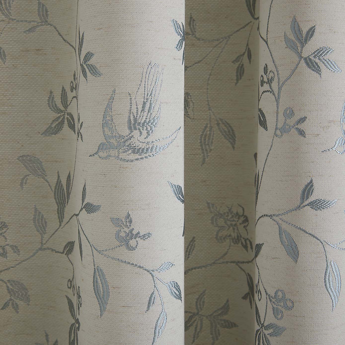 Trailing Bird Jacquard Pencil Pleat Curtains