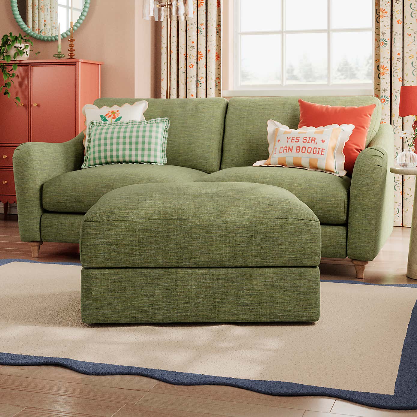 Hattie Slub Faux Linen Storage Footstool