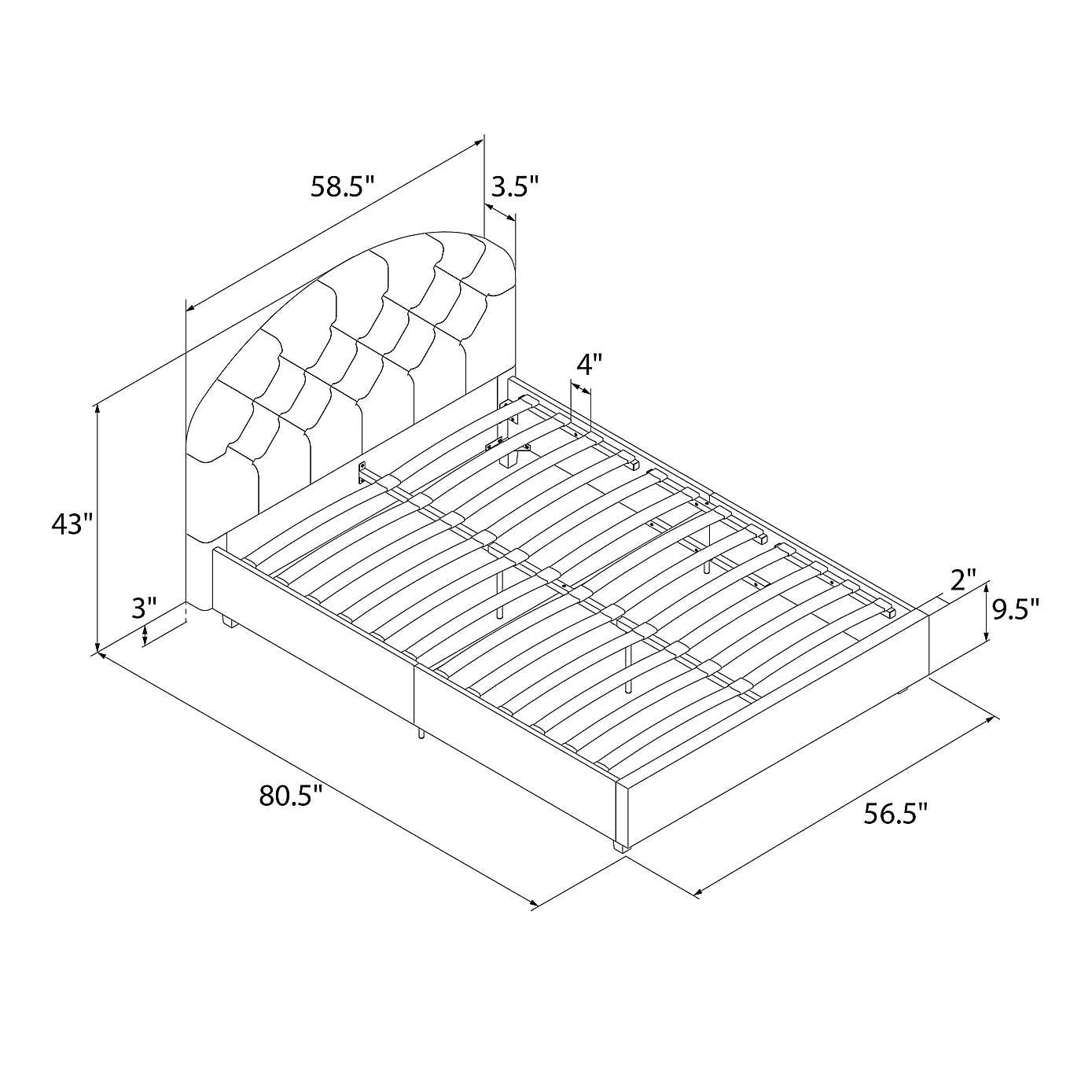 Aspen Velvet Upholstered Bed Frame