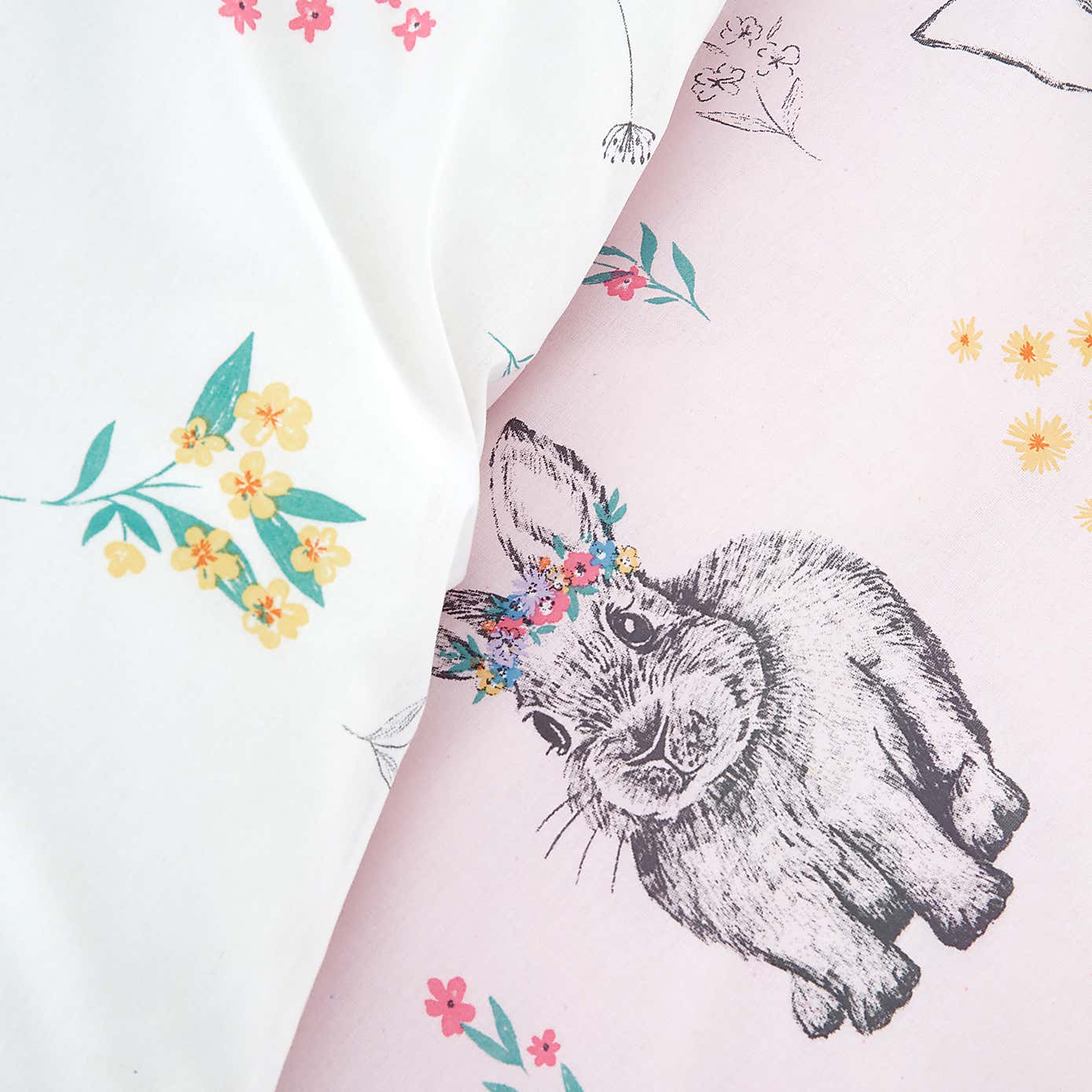Catherine Lansfield Bunny Tails Ditsy Flowers Duvet Cover and Pillowcase Set
