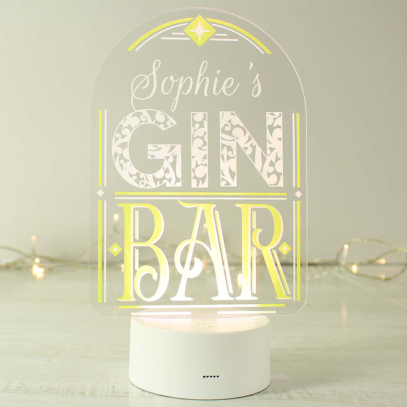 Personalised Gin Bar Colour Changing Night LED Light